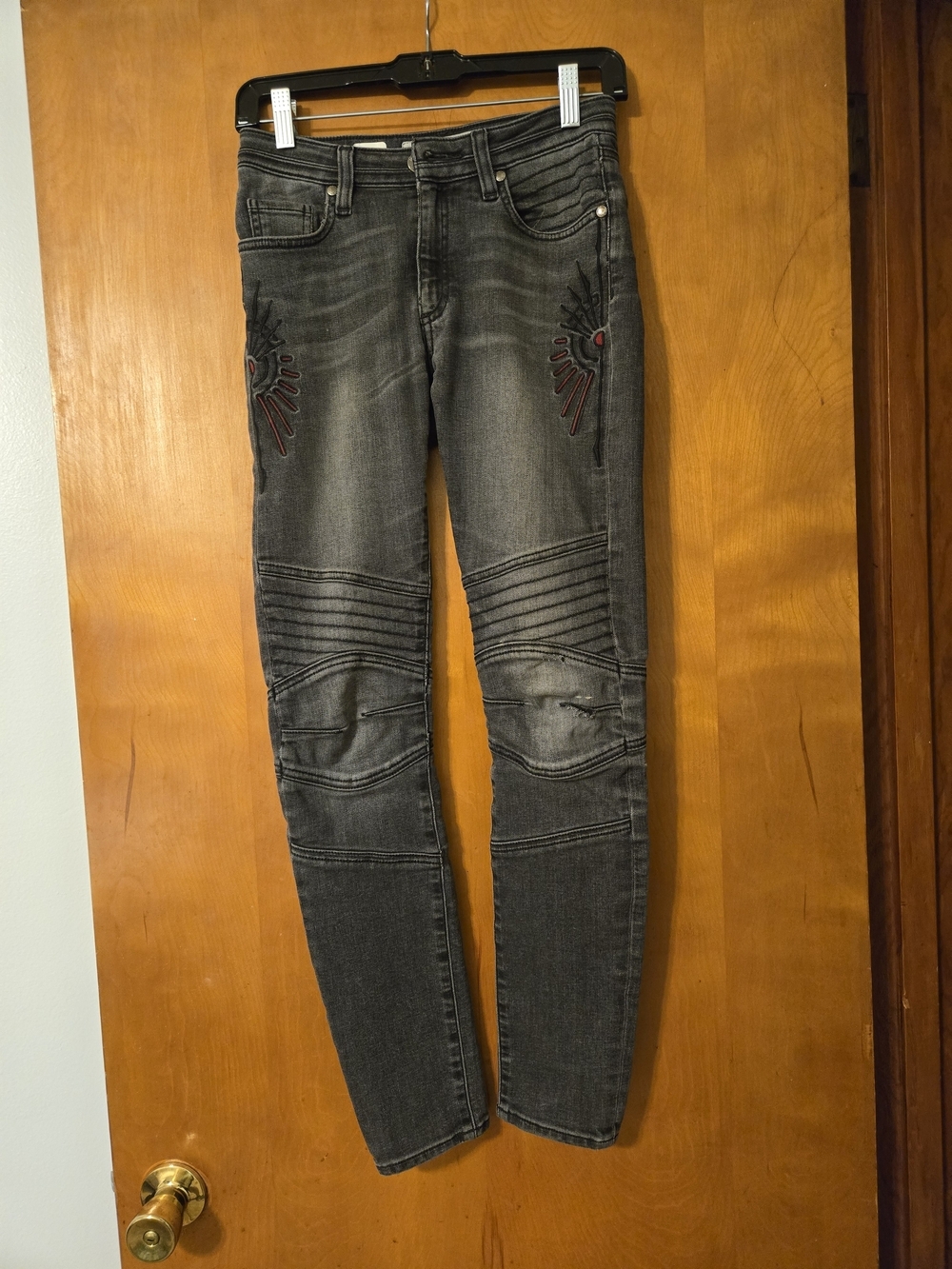 Miss Me Vintage Kate Native Tribal Black Denim Skinny Moto Jeans Size 25